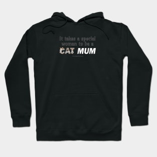 It takes a special woman to be a cat mum - grey and white tabby cat oil painting word art Hoodie